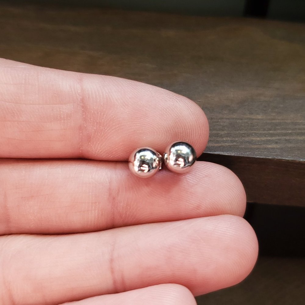 Sterling Silver Simple Round Orb Stud Earrings - image 1